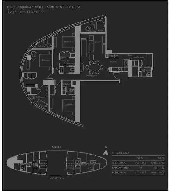 3 bedroom apartment 177 m² Dubai, UAE